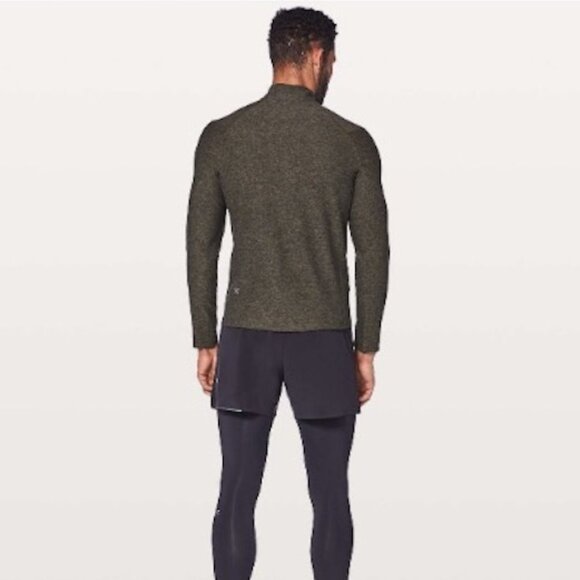 Lululemon Mens Large "Surge Warm 1/2 Zip" Running Top Heather Utilitarian/Black - Picture 2 of 15